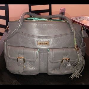 Lily Jade “Elizabeth” diaper bag. Grey and gold